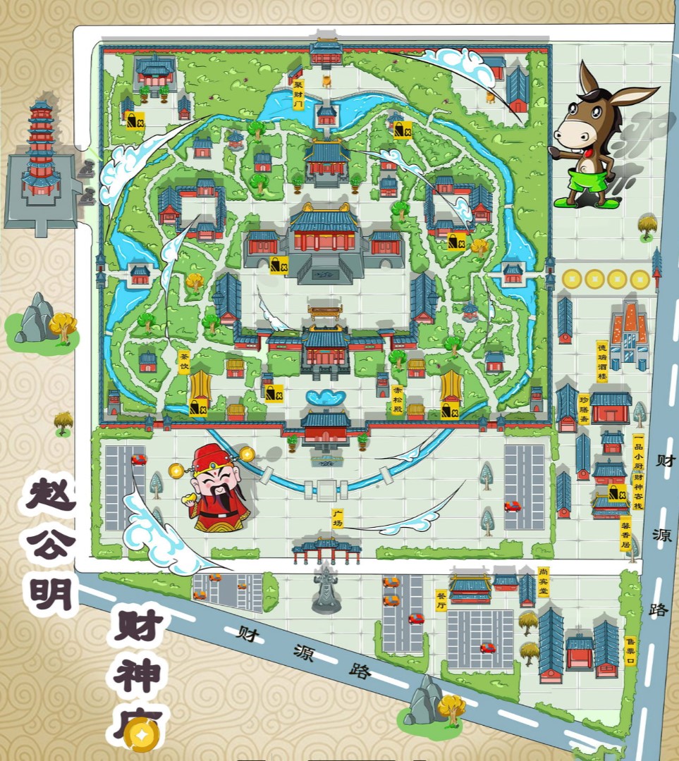 青阳寺庙类手绘地图